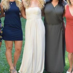 David’s Bridal Tan/Gold Strapless Dress